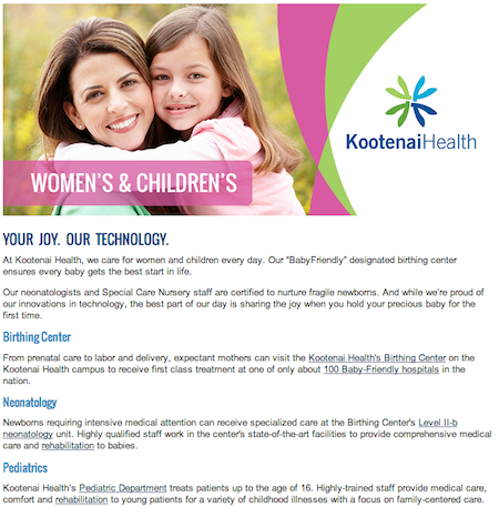 Web Page: Womenâ€™s and Childrenâ€™s Services  freelance writing health care